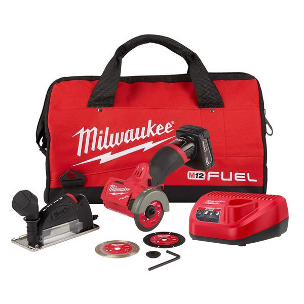 Kit de herramienta de corte compacta sin escobillas inalámbrica Milwaukee M12 FUEL de 3 pulgadas (batería y cargador)