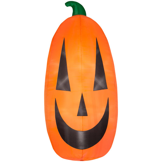 Gemmy Prelit Outdoor Inflatable Happy Pumpkin Halloween Decoration 12 H ft. with Stakes and Tethers