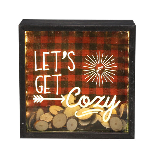 Dyno Let's Get Cozy Lighted Shadowbox Christmas Decoration Assorted MDF 1 pk (Pack of 4)