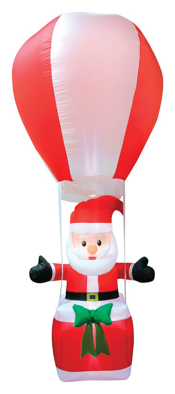 Occasions  Santa in a Balloon  Christmas Inflatable  Red/White  Polyester  1 pk