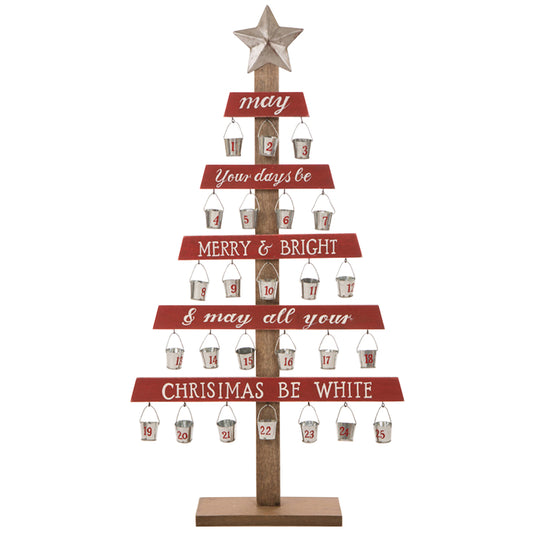 Celebrations Countdown To Christmas Tree With Pails Christmas Decoration Brown/Red MDF 27.83 in. (Pack of 2)
