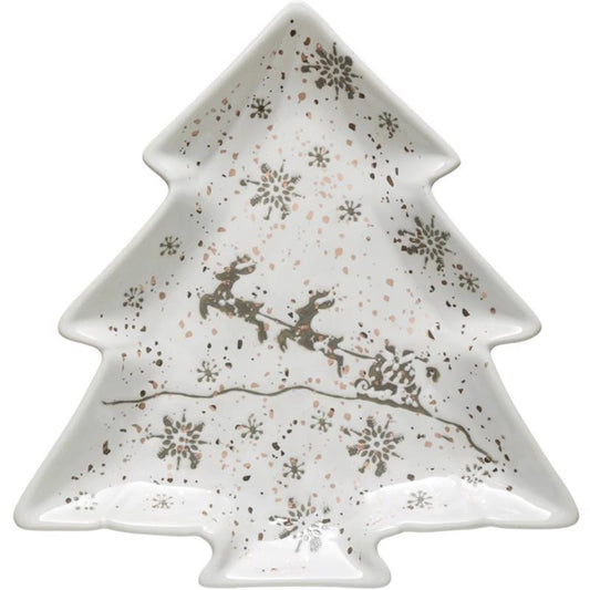 Creative Co-Op White Serving Plate Indoor Christmas Decor 1 in.