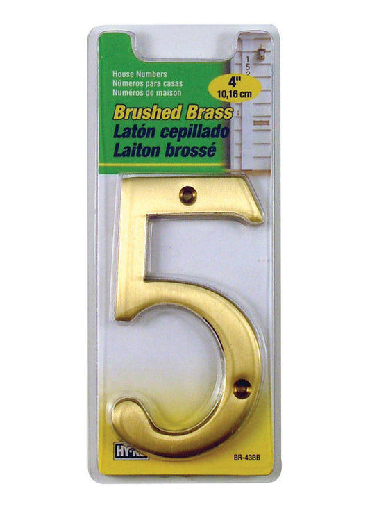 Hy-Ko 4 in. Brass Nail-On Gold 5 1 pc. Number (Pack of 3)