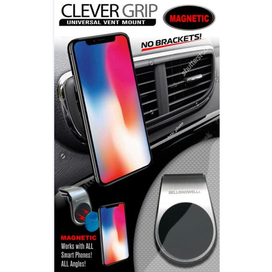 Clever Grip Silver Magnetic Cell Phone Holder All Smart Phones