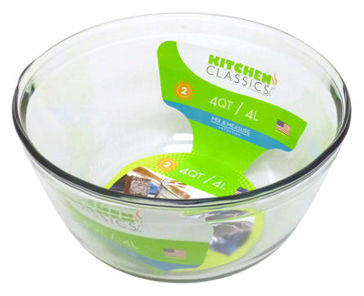 Mixing Bowl, Tempered Glass, 4-Qt. (Pack of 2)