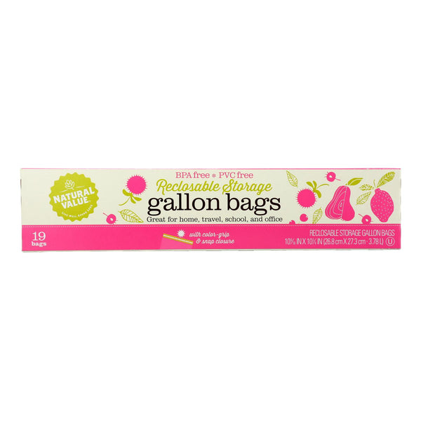 Natural Value - Bolsas de almacenamiento reutilizables, paquete de 12, 19 unidades