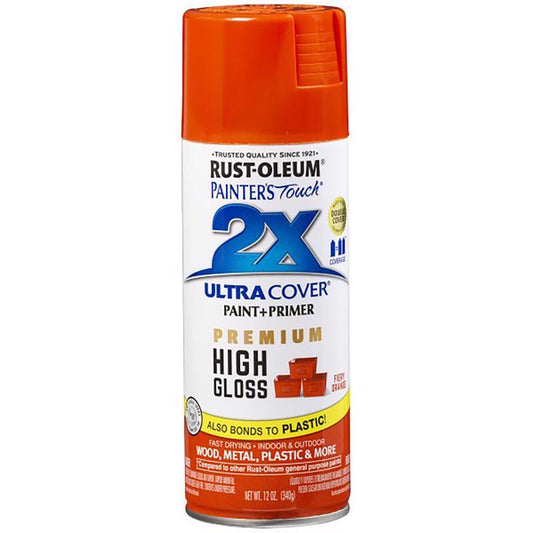 Rust-Oleum Painter's Touch Ultra Cover Gloss Fiery Orange Spray Paint 12 oz. (Pack of 6)