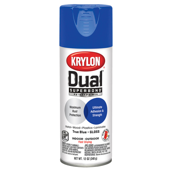 Pintura en aerosol + imprimación Krylon Dual Gloss True Blue de 12 oz (paquete de 6)