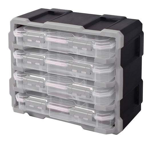 Ace 7.25 in. W X 12.75 in. H Storage Rack Plastic 4 compartments Black/Clear