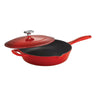 10 in Enameled Cast-Iron Series 1000 Covered Skillet - Gradated Red