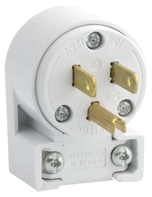 Leviton 020-515an-00w 15a 125v White Grounding Angle Replacement Plug