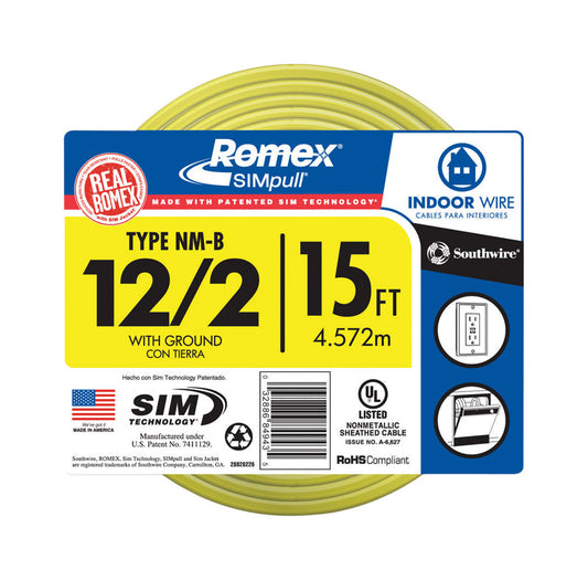 Southwire 15 ft. 12/2 Solid Romex Type NM-B WG Non-Metallic Wire