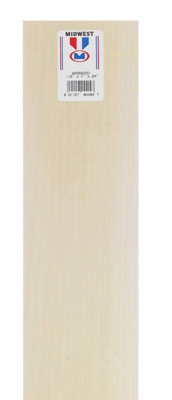 Midwest Products 4 in. W x 2 ft. L x 1/8 in. Basswood Sheet #2/BTR Premium Grade (Pack of 10)