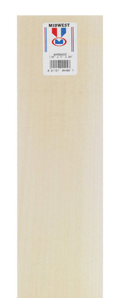 Midwest Basswood Sheets 1/4 x 4 x 24