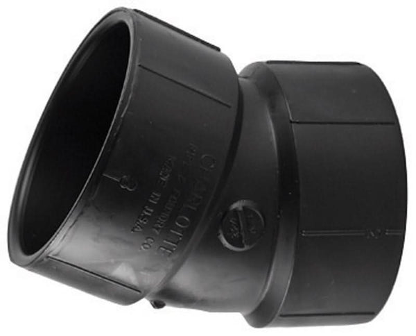 Codo de ABS de 22-1/2 grados con buje de 3 pulg. x buje de 3 pulg. de diámetro Charlotte Pipe