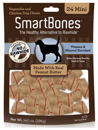 Dog Treats, Mini Peanut Butter Chew, 24-Pk.
