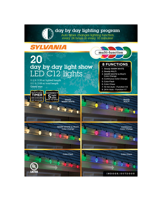 Sylvania Day by Day Multicolor Plug-in LED Icicle Christmas Lights 11.1 L ft.