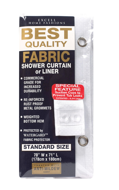 Excell 70 in.   H X 71 in.   W White Solid Shower Curtain Polyester