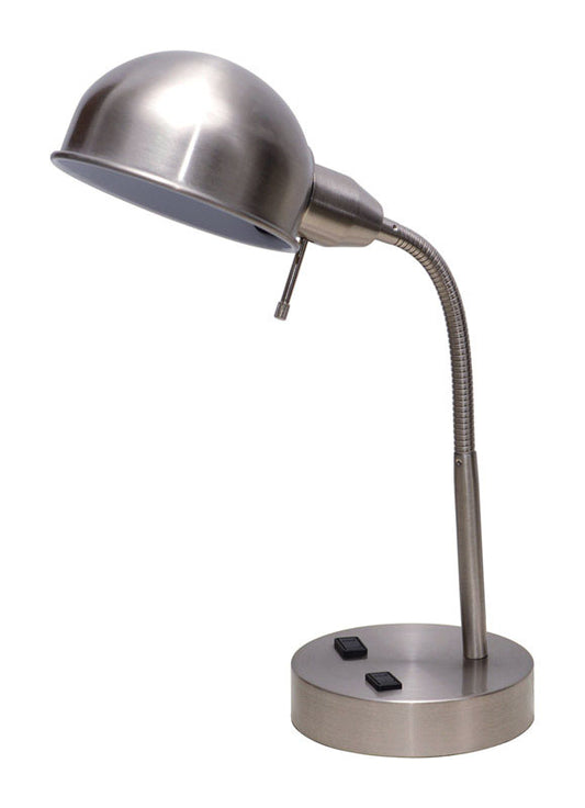 Living Accents  21.25 in. Brushed  Silver  Desk Lamp