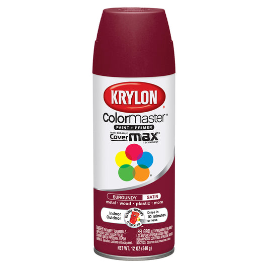 Krylon ColorMaster Satin Burgundy Spray Paint 12 oz. (Pack of 6)