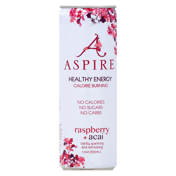 Aspire Healthy Energy - Frambuesa açai espumosa - Caja de 12 - 12 oz (paquete de 12)