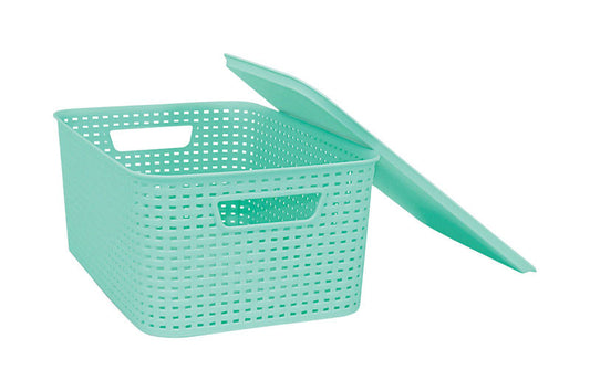 Homz 8-3/4 in. H x 16-3/4 in. W x 11-1/2 in. D Stackable Woven Bin w/Lid (Pack of 12)
