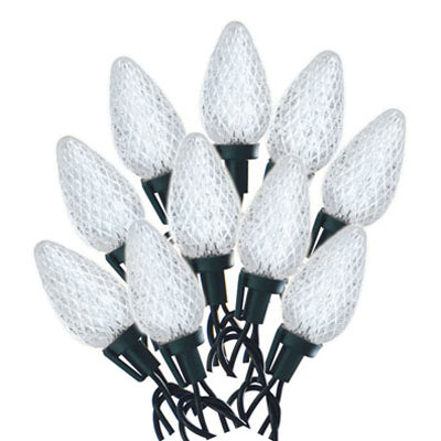 Juego de luces LED navideñas, C9, blanco frío, facetadas, 25 unidades.