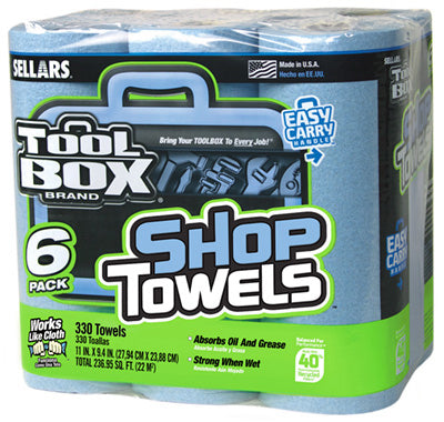 Toallas de taller azules, paquete de 6 rollos