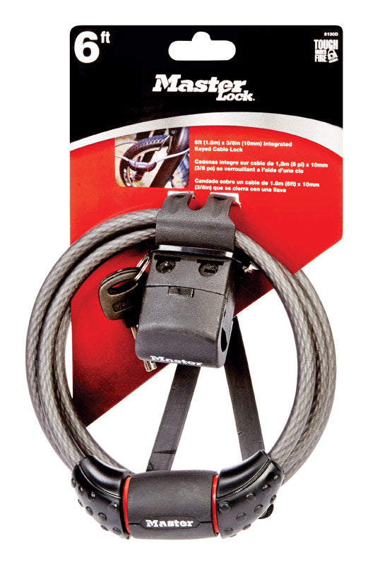 Master Lock 3/8 in. W X 6 ft. L Vinyl Covered Steel Key Locking Cable 1 pk