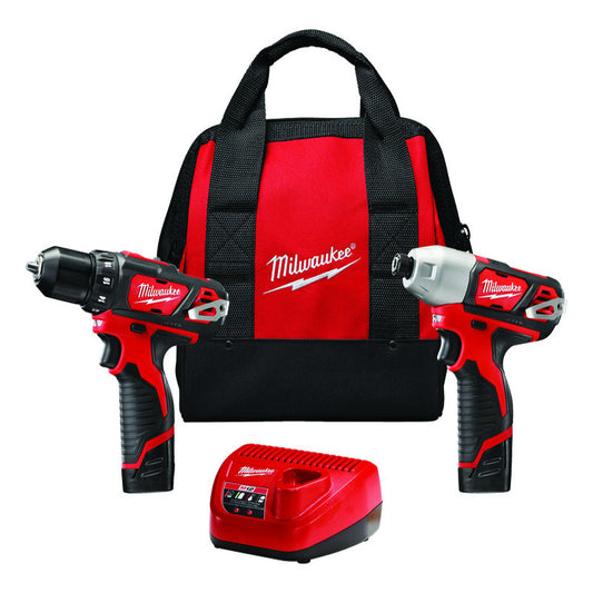 Milwaukee M12 12 V Cordless 2 Tool Drill and Impact Driver Combo Kit