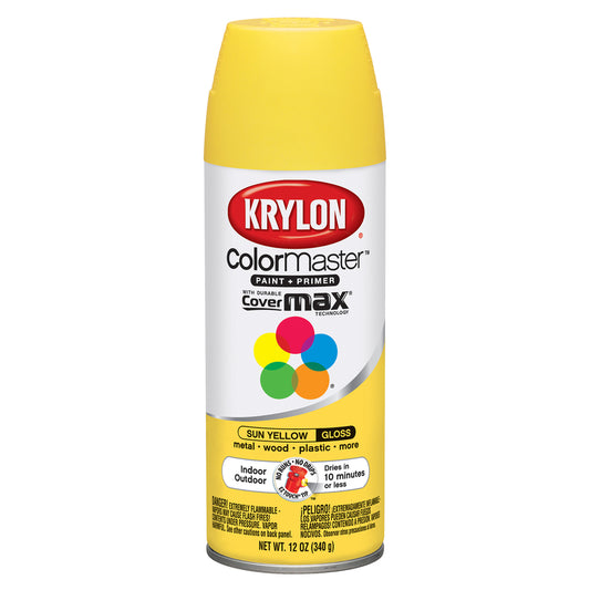 Krylon ColorMaster Gloss Sun Yellow Spray Paint 12 oz. (Pack of 6)