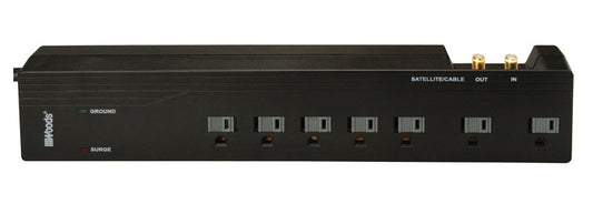 Woods 41603-88-11 4' Cord 7-Outlet 1500 Joules Black Surge Protector