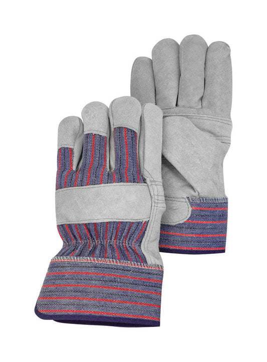 HandMaster  Men's  Indoor/Outdoor  Cotton/Leather  Work Gloves  Pearl Gray  L  5 pair