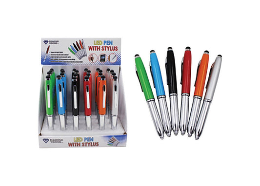 Diamond Visions Assorted LED Pen and Stylus For All Smartphones (Pack of 24)
