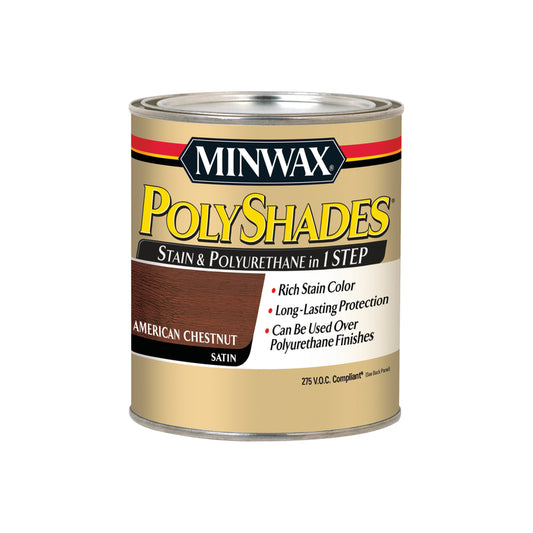Minwax 61975 1 Quart American Chestnut Polyshades® Satin Wood Stain (Case of 4)