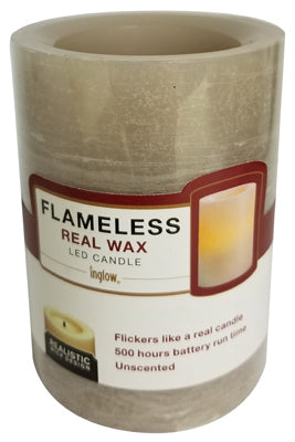 Flameless Candle, Real Wax, Cashmere, Battery-Operated, 3 x 4-In.
