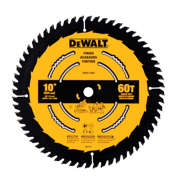 Hoja de sierra circular con punta de carburo DeWalt de 10 pulg. DX de 5/8 pulg., 60 dientes, 1 pieza