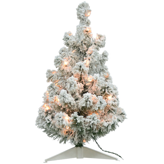 Celebrations 2 ft. Snowy Hillsboro Prelit Incandescent 35 count Artificial Tree (Pack of 4)