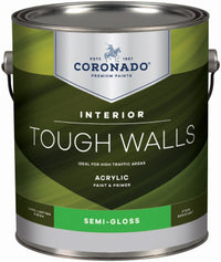 Tough Walls Interior Latex Paint & Primer In One, Semi Gloss, Tintable White, Gallon (Pack of 4)