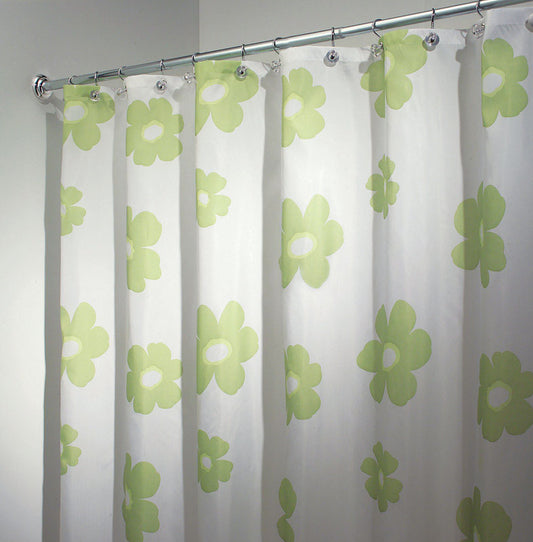 Interdesign Shower Curtain Poppy 72 " X 72 " 100 Percent Poly White Base With Green Poppies (Pack of 2)