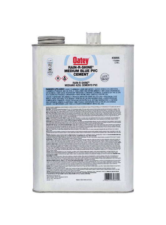 Oatey Rain-R-Shine Blue Cement For PVC 1 gal (Pack of 6)