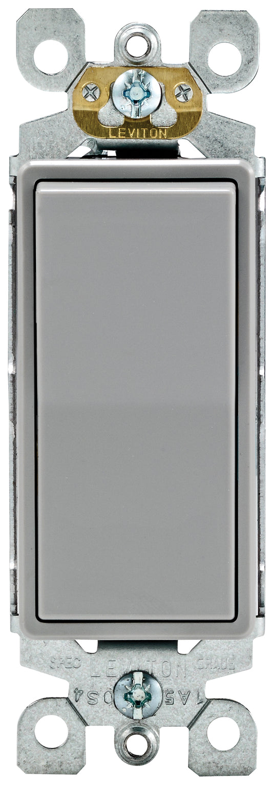 Leviton R67-5603-2GS 15A 120/277V Gray Decora Rocker 3-Way Switch