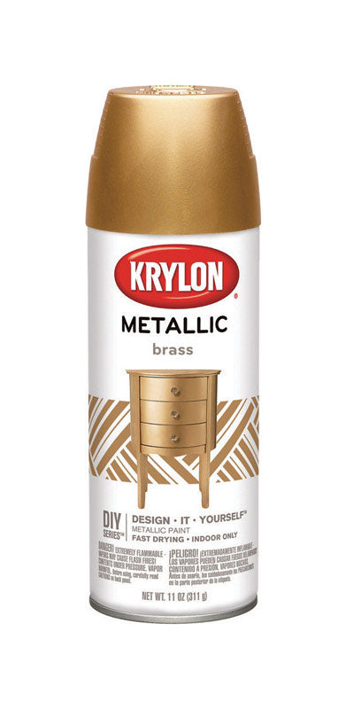 KRYLON Brilliant Brass Indoor Fast-Drying Metallic Spray Paint 25 sq. ft. Coverage, 12oz. (Pack of 6)