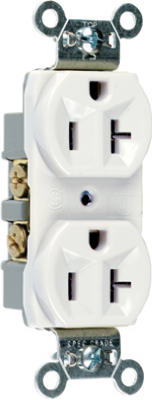 Duplex Outlet, Heavy-Duty, White, 125-Volt, 20-Amp