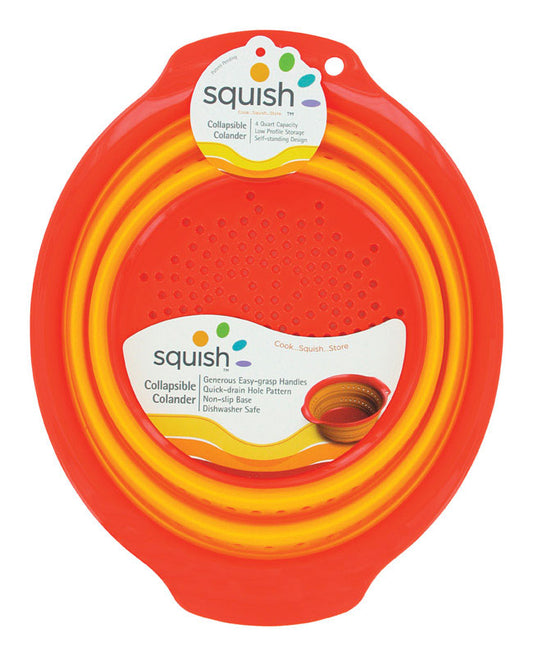 Squish 9-11/16 in.   W X 12-3/16 in.   L Yellow/Orange Polypropylene Collapsible Colander