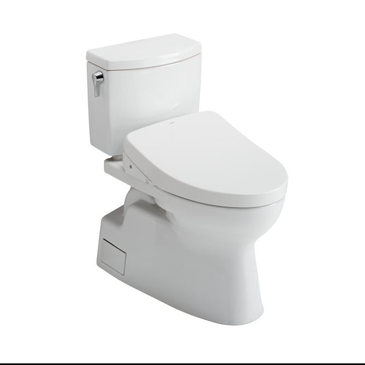 TOTO® WASHLET+® Vespin® II 1G® Two-Piece Elongated 1.0 GPF Toilet with Auto Flush WASHLET+® S500e Contemporary Bidet Seat, Cotton White - MW4743046CUFGA#01