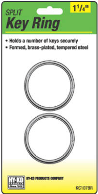 Split Key Ring, Brass-Plated, 1-1/4-In., 2-Pk. (Pack of 5)
