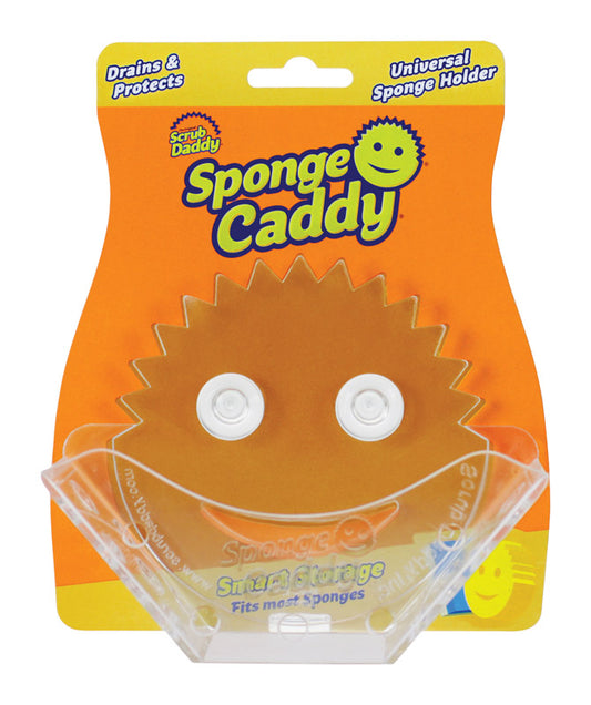 Scrub Daddy Sponge Caddy Yellow/White Translucent Polymer Foam Heavy-Duty Sponge 6.5 L x 5.5 W in.