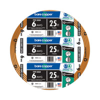 Southwire Solid Bare Wire 6 Ga, 1 Conductor 600 V 25 '