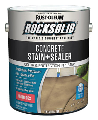 RockSolid Semi-Transparent Concrete Stain & Sealer, High-Gloss Tint Base, Gallon
